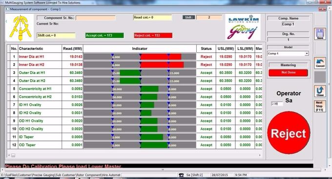 PC Based Multigauging System Software Screen